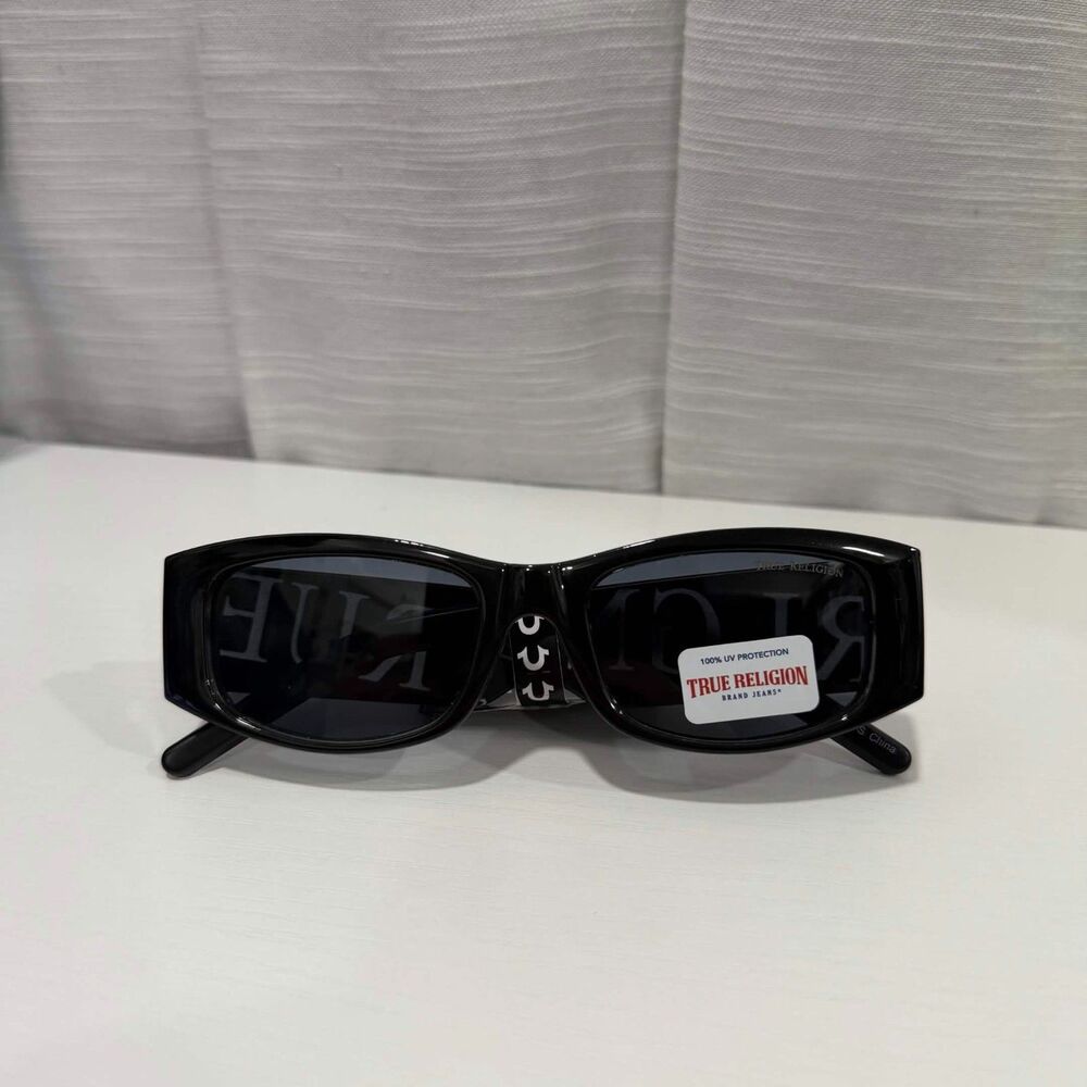 Y2K True Religion Black Geometric Sunglasses Unisex